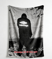Balenciaga Reflective Logo Print Fleece Throw Blanket BA455